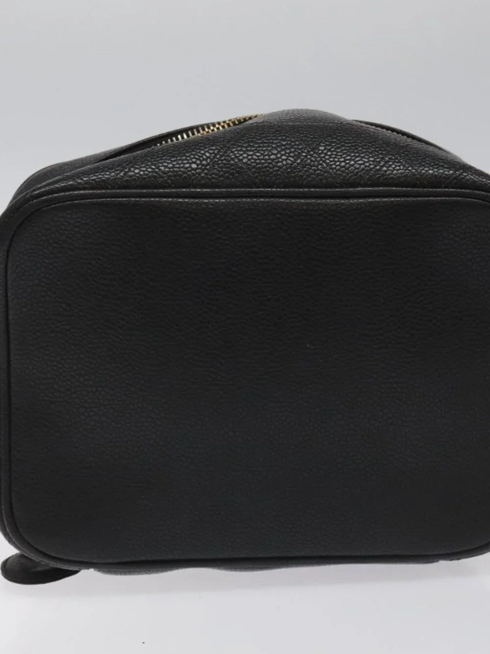 CHANEL Bicolore Vanity Hand Bag Grained Calf Skin Black CC Auth yb789